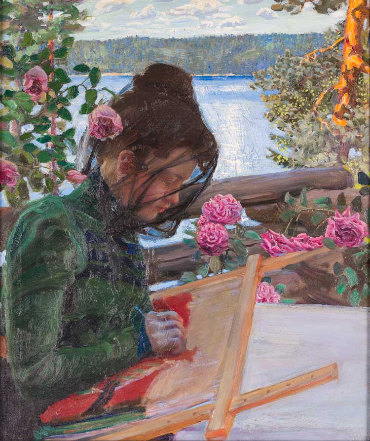 Akseli Gallen-Kallela. Mary weaves at Kalela, 1897. Oil on canvas. Private collection. Photo: The Gallen-Kallela Museum / Jukka Paavola.