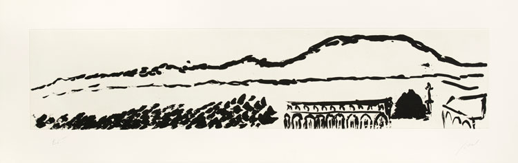 Simone Fattal, Au bord du Barada I, 2020. Etching, 36 x 112 cm. © Galerie Lelong & Co. Courtesy Simone Fattal.