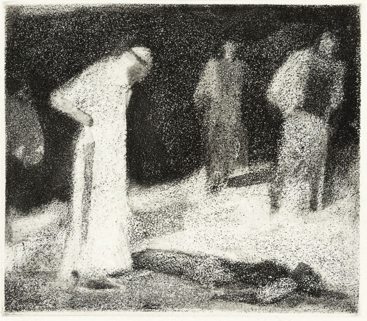 Peter Freeth. Study for the Good Samaritan. Aquatint, 14 × 15 cm. Image courtesy Art Space Gallery.