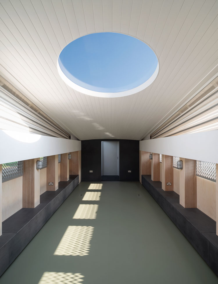 Interior with light well. Genesis, a floating faith space, designed by architects Denizen Works. Photo: Gilbert McCarragher.