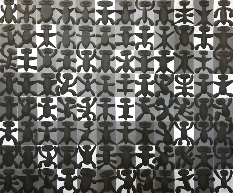 Robert Fitzmaurice. 96 Bad Boys, 960 Hiroshimas, 2019. Acrylic on primed aluminium, 46 x 54 cm. © the artist.