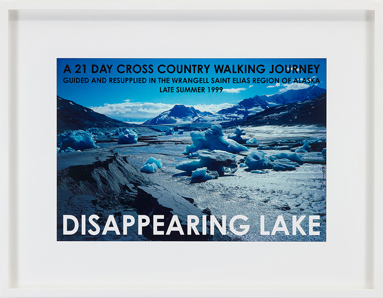 Hamish Fulton. Disappearing Lake, Alaska, 1999, 1999. Framed archival inkjet print, 45 × 58 cm. © Hamish Fulton. Courtesy Parafin, London. Photo: Peter Mallet.