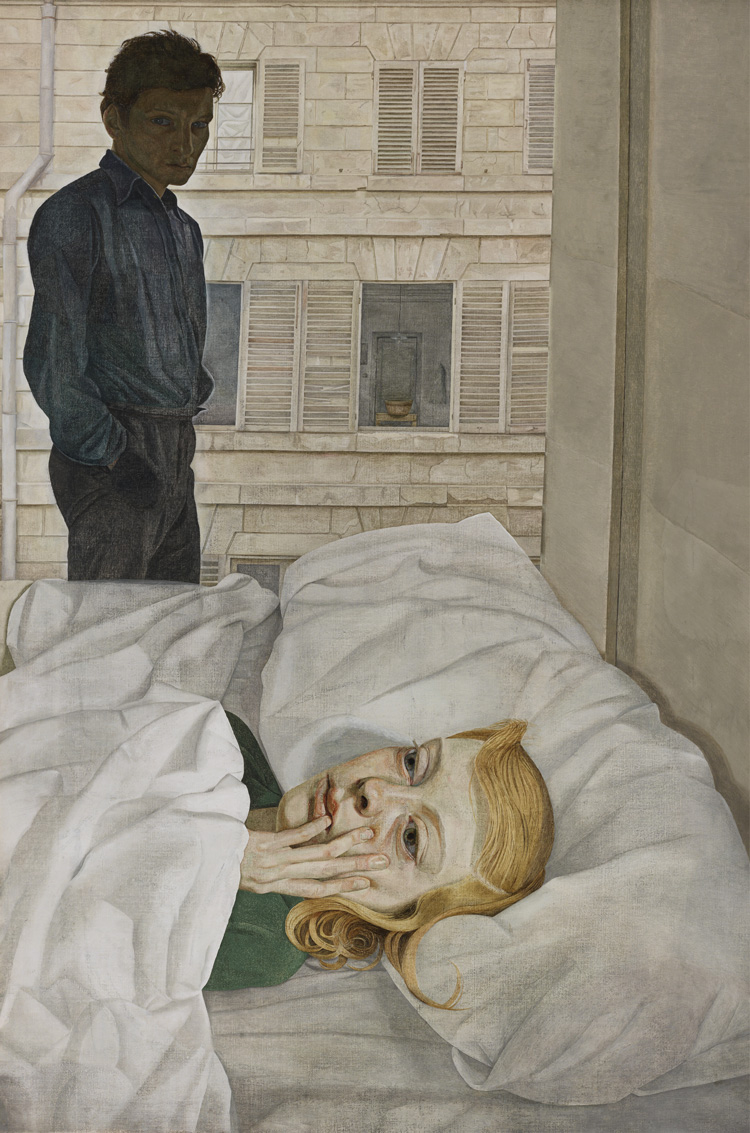 Lucian Freud. Hotel Bedroom, 1954. Oil on canvas, 91.5 x 61 cm. Gift of the Beaverbrook Foundation, collection of the Beaverbrook Art Gallery. © The Lucian Freud Archive / Bridgeman Images.
