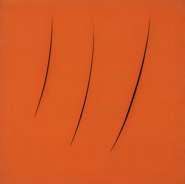 Lucio Fontana, Spatial Concept, Expectation, 1959. Oil on canvas with slashes, 90.8 x 90.8 cm. Olnick Spanu Collection, New York. © Fondazione Lucio Fontana, Bilbao, 2019.