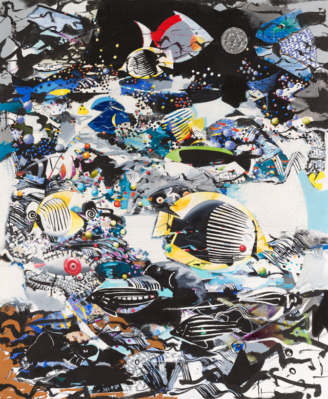 Stephen Farthing RA. The Miracle of the Deep, 2013. Oil, acrylic and gesso on canvas, 207 x 173 cm. Photo: Dan Stevens.