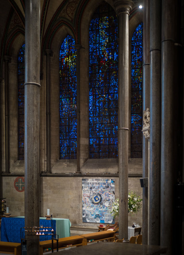 Stephen Farthing RA. The Miracle of Song, 2014. Installation view, Salisbury Cathedral. Photo: Ash Mills.