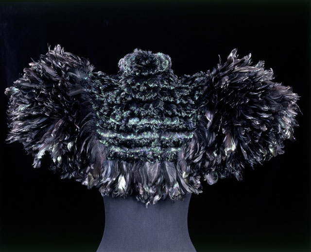 Cape of curled cockerel feathers, Auguste Champot, France, c1895. © Victoria and Albert Museum, London.