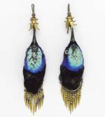 Earrings made from heads of Red Legged Honeycreeper birds, c1875. © Victorian and Albert Museum, London.