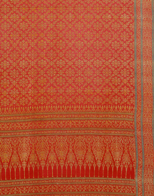 Ceremonial cloth, woven silk and gold-wrapped thread, Gujarat for the Thai market, 19th century. Victoria and Albert Museum, London