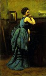 Jean-Baptiste-Camille 
            Corot. The Lady in Blue, 1874. Oil on canvas 80 x 50.5 cm. Musée 
            du Louvre, Paris..