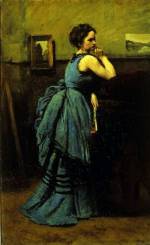 Jean-Baptiste-Camille 
            Corot. The Lady in Blue, 1874. Oil on canvas 80 x 50.5 cm. Musée 
            du Louvre, Paris..