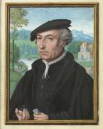 Simon Bening. Self portrait aged 75, 1558. Watercolour on vellum laid down on card. Victoria and Albert Museum, London.