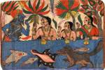 King Harischchandra and his family bathe in the river Ganges, Paithan style, Karnatka Andhra Pradesh border, late 19th-early 20th century. Given by Professor AL Dallapiccola. 
