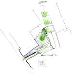 Fergus Purdie Architect. Extract from  design notebook investigating the external courtyard area and potential (soup garden) to extend towards adjoining gardens.