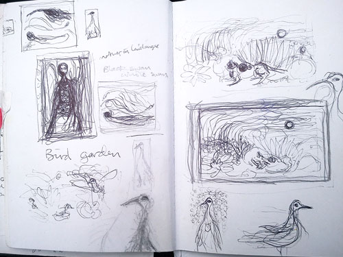 Helen Flockhart. Pages from an A6 sketchbook (2). Pen and pencil on cartridge paper, 2014. © Helen Flockhart.