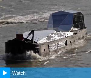 Fluxland sailing on the river Thames, London, 21 September 2016. Photograph: Luke Blackett.