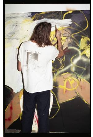 Danny Fox painting at Tim Noble and Sue Webster's studio in London, 2015. Photograph: Jack Whitefield.