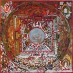 Francesco Clemente. Newspaper mandala, 2012. Oil and pigments on linen, 182.9 x 182.9 cm / (72 x 72 in).