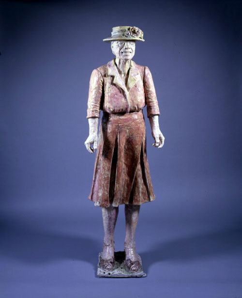 Viola Frey. <em>Mrs. National Geographic,</em> 1977-1978. Ceramic with glazes. Collection of Janet and Roger Robinson, Arizona. Photography by Michael Tropea, Chicago. 