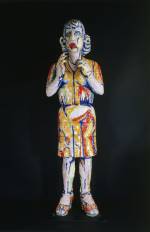 Viola Frey. <em>Group Series: Questioning Woman 1,</em> 1988. Glazed earthenware. Museum purchase with funds provided by the National Endowment for the Arts, matching funds from the Associates of the American Craft Museum, and contributions from the general public, 1991. 