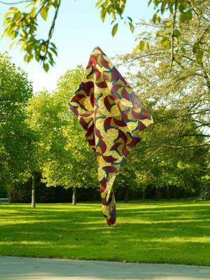 Yinka Shonibare, MBE. Wind Sculpture, 2013. Steel armature with hand painted fibre glass resin cast, 610 x 340 x 80cm (240 1/4 x 134 x 31 1/2in). Copyright the artist. Courtesy of the artist and Stephen Friedman Gallery, London. Photograph: Stephen White.