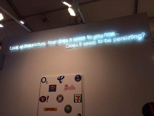 Cerith Wyn Evans. Look at that picture, how does it seem to you now… Does it seem to be persisting? White Cube, Frieze London 2015. Photograph: Celia White.