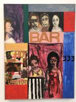 Teresa Burga. Untitled (Bar), 1966.  Mixed media, collage, and acrylic on Masonite. Framed 122.5 x 91.5 x 5 cm. Galerie Barbara Thumm.