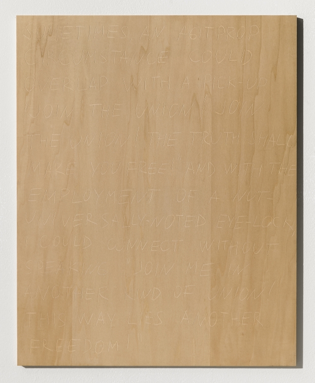 Yevgeniy Fiks. Toward a Portfolio of Woodcuts (Harry Hay), #2, 2013. Wood, 40.64 x 50.8 cm (16 x 20 in).