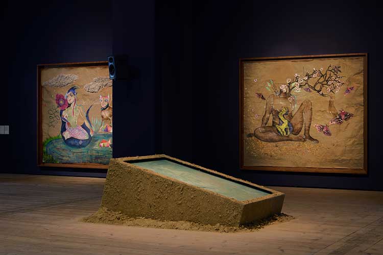 Chitra Ganesh: Journey to the Great Below, installation view, Baltic Centre for Contemporary Art, Gateshead, 2026. Photo: Tom Carter © 2026 Tom Carter & Baltic Centre for Contemporary Art.