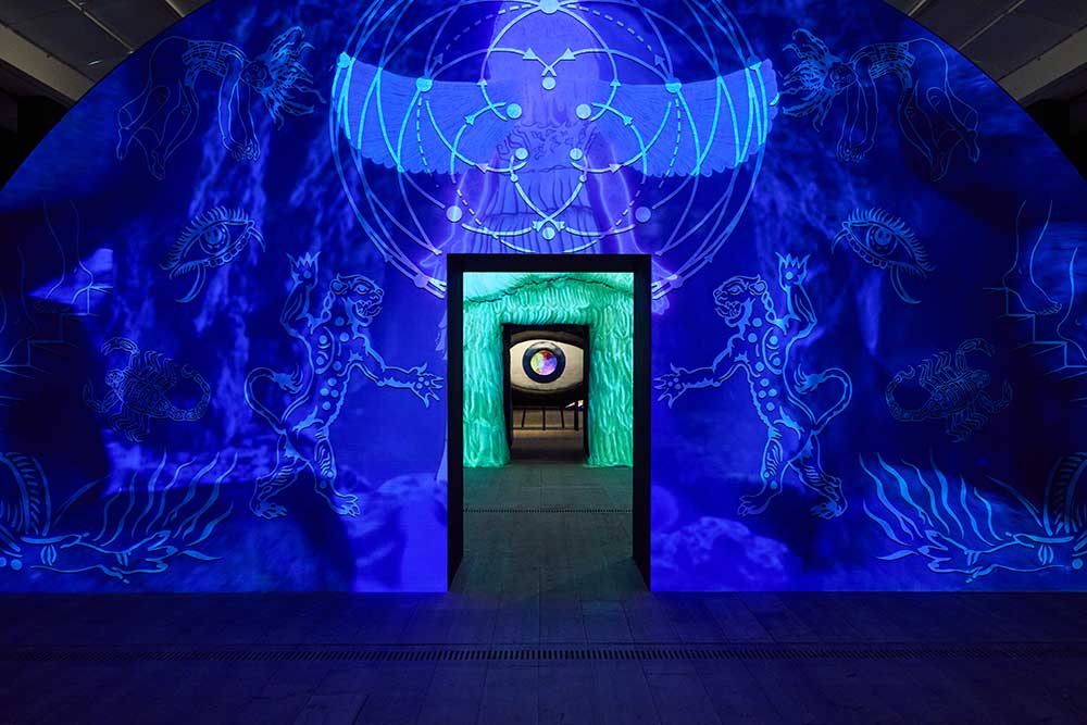 Chitra Ganesh: Journey to the Great Below, installation view, Baltic Centre for Contemporary Art, Gateshead, 2026. Photo: Tom Carter © 2026 Tom Carter & Baltic Centre for Contemporary Art.