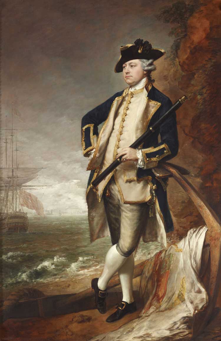 Thomas Gainsborough. Captain Augustus John Hervey, Later 3rd Earl of Bristol, c1768. Oil on canvas, 91 5/16 × 60 1/16 in (232 × 152.5 cm). Ickworth House, Suffolk © National Trust Images.