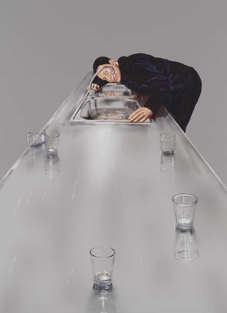Louisa Gagliardi. Cascade, 2023. Gel medium, ink on PVC, 300 x 200 cm. Collection Pictet.