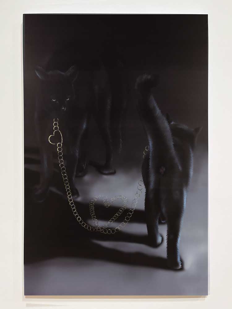 Louisa Gagliardi. Linked, 2019. Nail polish, ink on PVC, 180 x 115 cm. Private collection. Photo: Veronica Simpson.