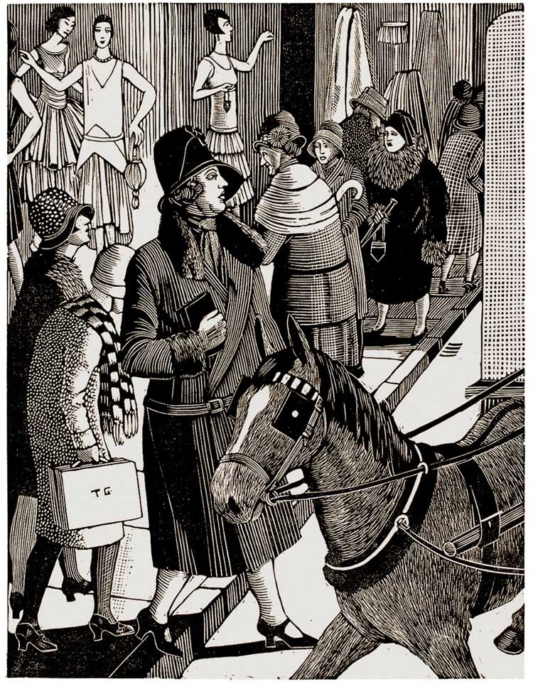 Tirzah Garwood. Kensington High Street, wood engraving, 1929. Private Collection.