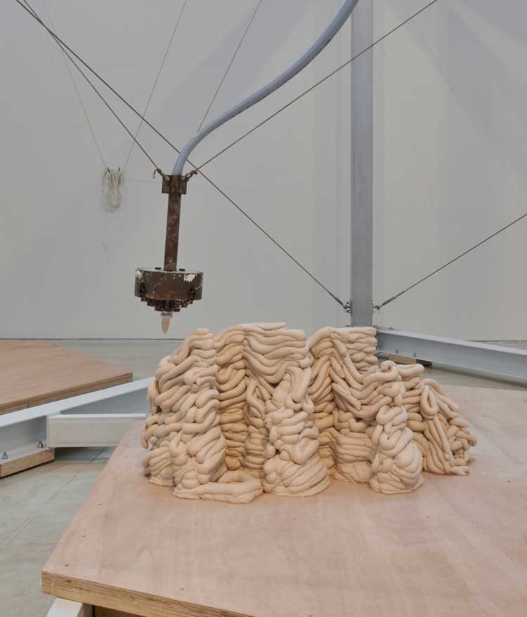 Anya Gallaccio. Beautiful Minds... (dene hole), 2024. Chalk and porcelain, aluminium, pump, software. Dene hole at Lees Court Estate. Installation view, Anya Gallaccio: preserve, Turner Contemporary, 2024. © Anya Gallaccio. Courtesy the artist and Turner Contemporary. Photo: Jo Underhill.