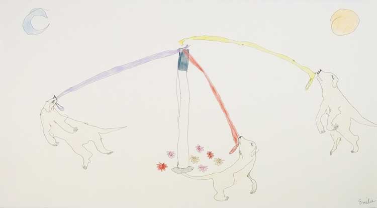 Emilie L. Gossiaux. Dancing, Again, 2023. Ballpoint pen and crayon on paper, 63.5 x 88.9 cm (23 x 35 in). Courtesy the artist.