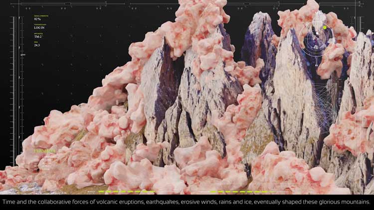 Kyriaki Goni, The Mountain-Islands Shall Mourn Us Eternally (Data Garden Dolomites), 2022. Video still. © Kyriaki Goni.