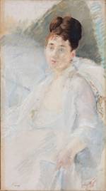 Eva Gonzalès, The Convalescent. Portrait of a Woman in White, 1877-78. Oil and charcoal on canvas, 86 x 47.5 cm. © Ordrupgaard, Copenhagen. Photo: Anders Sune Berg. Exhibition organised by Ordrupgaard, Copenhagen and the Royal Academy of Arts.