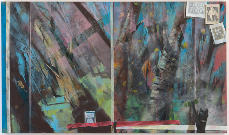 Alastair Gordon. The Betwitching Hour, 2021. Oil, acrylic and pencil on canvas, 120 x 240 cm. © Alastair Gordon. Courtesy the artist and Aleph Contemporary. Photo: Anna Arca.