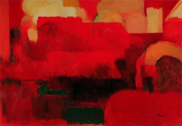 Craig Gough. Spatial Red, 2013. Acrylic on canvas, 137 x 198 cm. © the artist.