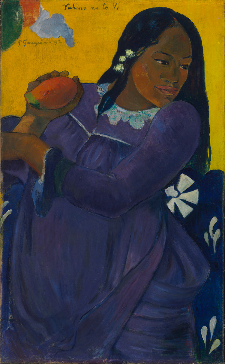 Paul Gauguin, Vahine no te vi (Woman with a Mango), 1892. Oil on canvas, 72.7 × 44.5 cm. The Baltimore Museum of Art, The Cone Collection. © The Baltimore Museum of Art. Photo: Mitro Hood.