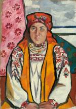 Natalia Goncharova. Peasant Woman from Tula Province, 1910. Oil paint on canvas, 103.5 x 73 cm. State Tretyakov Gallery, Moscow. Bequeathed by A.K. Larionova-Tomilina 1989. © ADAGP, Paris and DACS, London 2019.