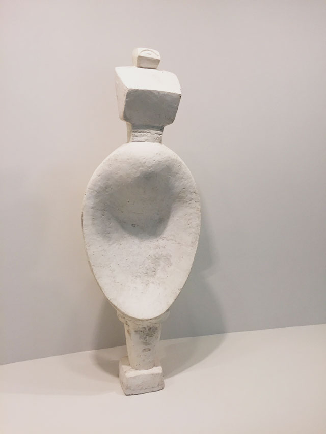 Alberto Giacometti. Spoon Woman, 1927. Plaster, 57 11/16 x 20 5/16 x 8 7/16 in (146.5 x 51.6 x 21.5 cm). Fondation Giacometti, Paris. Photograph: Jill Spalding.