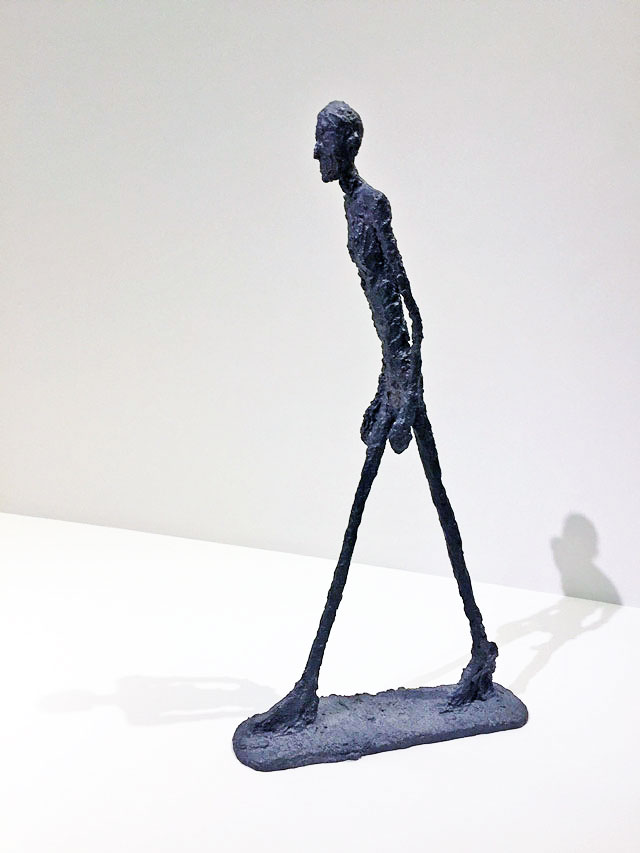Alberto Giacometti. Walking Man I, 1960 (cast 1982). Bronze, 71 1/16 x 10 5/8 x 38 3/16 in (180.5 x 27 x 97 cm). Fondation Giacometti, Paris. Photograph: Jill Spalding.