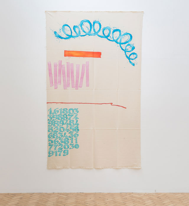 Giorgio Griffa. Canone Aureo 175. Acrylic on canvas. Installation view, gallery 2. Photograph: Mark Blower.