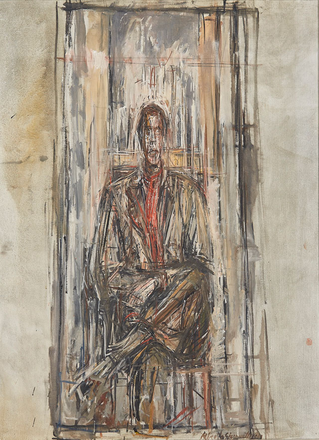 Alberto Giacometti. Diego Seated, 1948. Oil paint on canvas, 80.5 x 65 cm. Sainsbury Centre for the Visual Arts, Norwich. © Alberto Giacometti Estate, ACS/DACS, 2017.