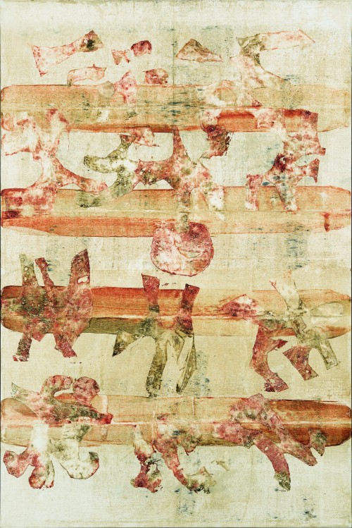 Vasudeo Santu Gaitonde. Untitled, 1974. Oil on canvas, 55 1/8 x 40 2/8 in (152.3 x 102 cm). Jehangir Nicholson Art Foundation –Chhatrapati Shivaji Maharaj Vastu Sangrahalaya Collection. © Solomon R. Guggenheim Foundation, New York. Photograph: Anil Rane.