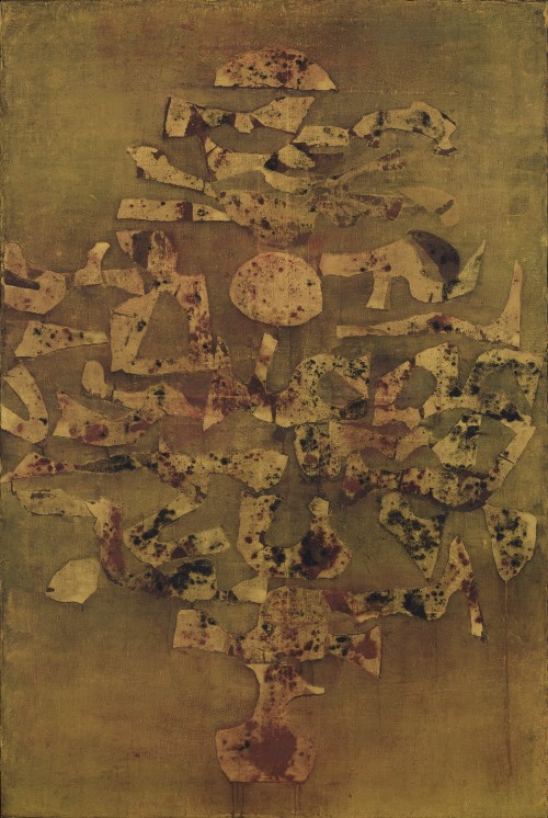 Vasudeo Santu Gaitonde. Untitled, 1985. Oil on canvas. 60 1/4 x 40 3/16 in (153 x 102 cm). National Gallery of Modern Art, New Delhi. © Solomon R. Guggenheim Foundation, New York. Photograph: Anil Rane.