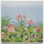 Maureen Gallace. Pink Flowers / Ocean, 2016. Oil on panel, 25.4 x 25.4 cm (10 x 10 in). © Maureen Gallace, courtesy Maureen Paley, London.