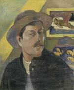 Paul Gauguin. <em>Self-portrait with Manao tu papau</em>, 1893. Oil on canvas, 46 x 38 cm. © RMN (Musée d'Orsay)/Hervé Lewandowski. © Paris Musée d'Orsay.